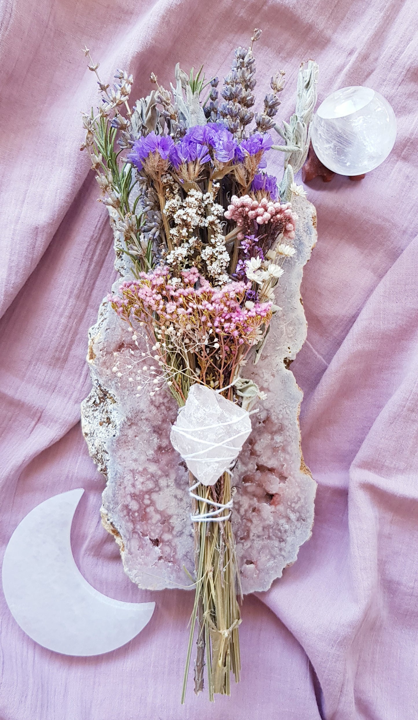 Botanical Smudge Stick - Rose Quartz