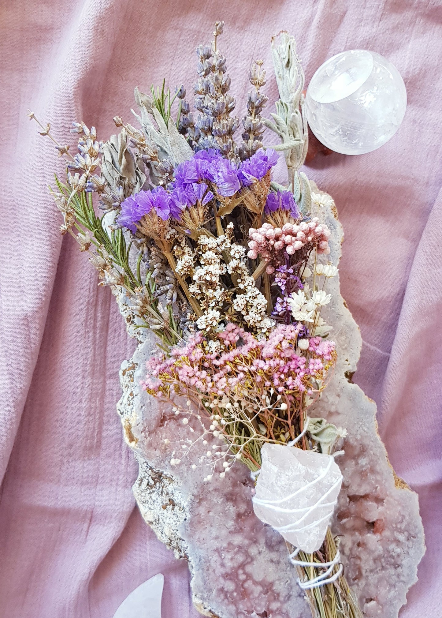 Botanical Smudge Stick - Rose Quartz