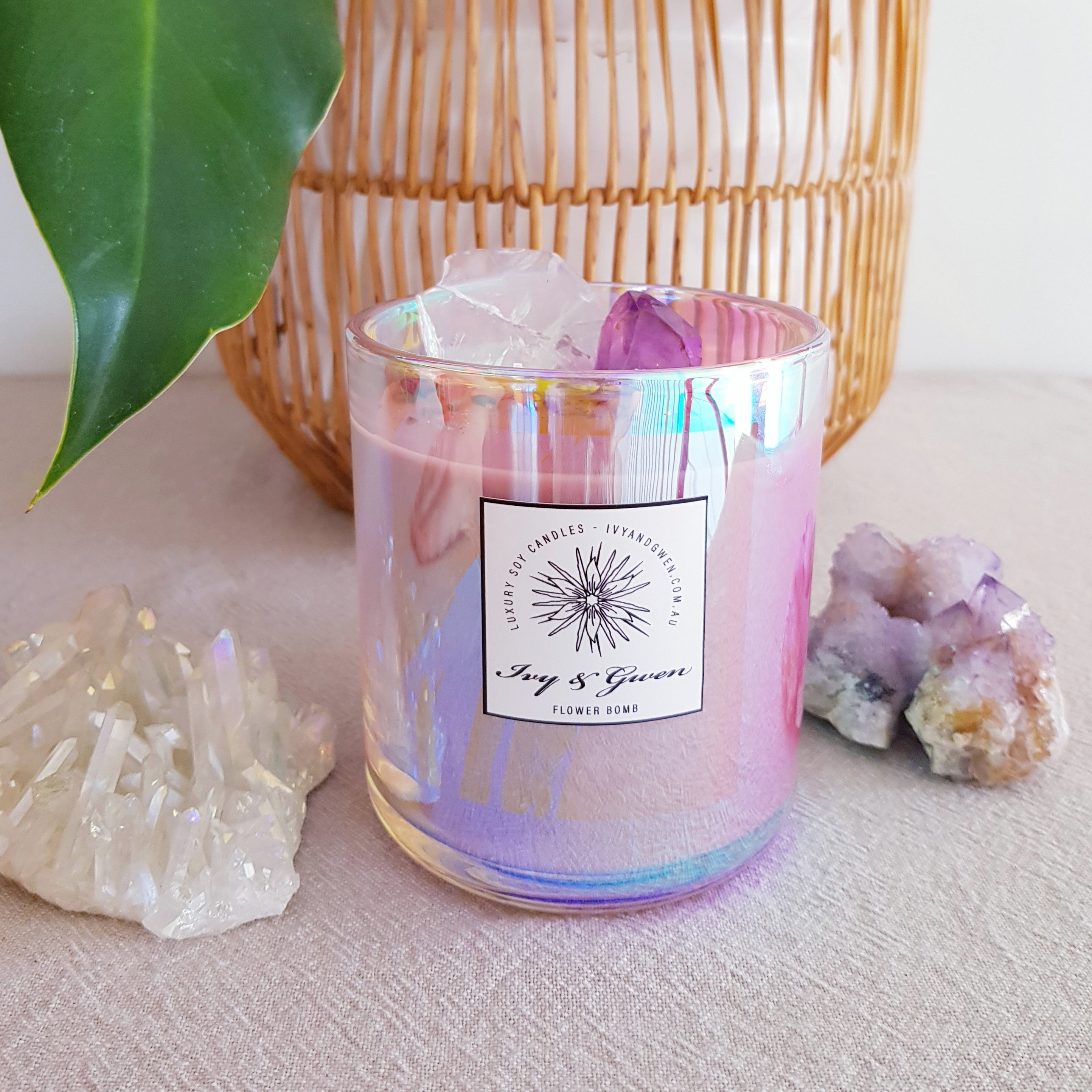 Holographic Crystal Candle - Mauve