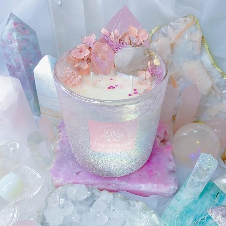 Mystical Crystal Candle - Pink Pearl